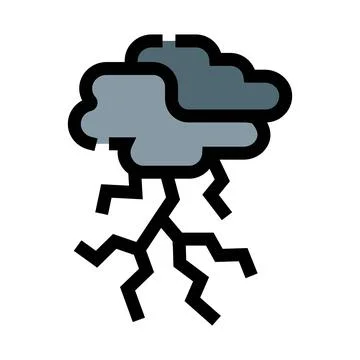 Stormy cloud icon with lightning bolts Stock Illustration