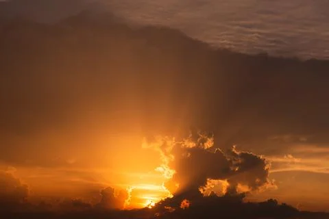 Stormy cloud. Sunset sky dramatic sunset clouds and sunset sunrays. Beautiful Stock Photos