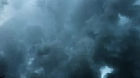 Stormy Clouds Footage with Lightning Flashes, Dramatic Weather Animation Stock Footage 346723031