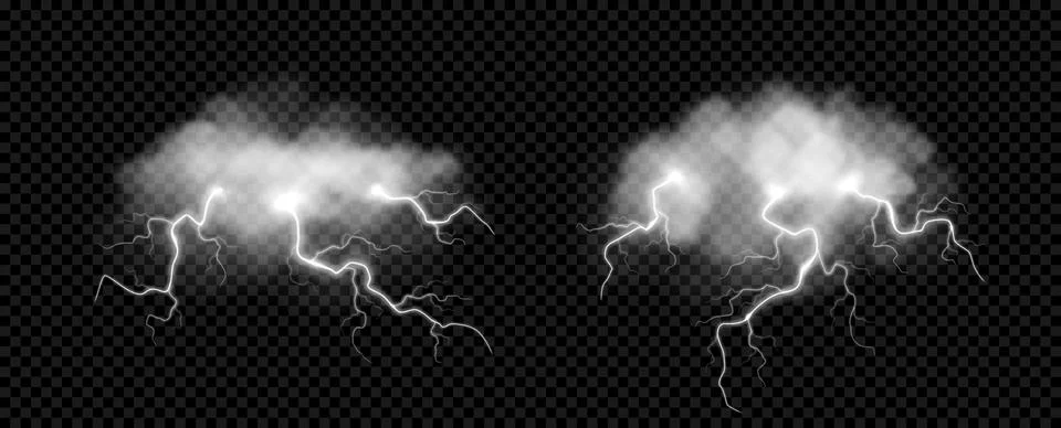 Stormy clouds with lightning bolts Stock Illustration