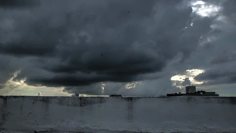 Stormy clouds over cityscape sunset gritty timelapse Stock Footage 126023934