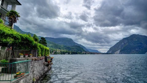 Stormy clouds over Como Lake Stock Footage 129592200
