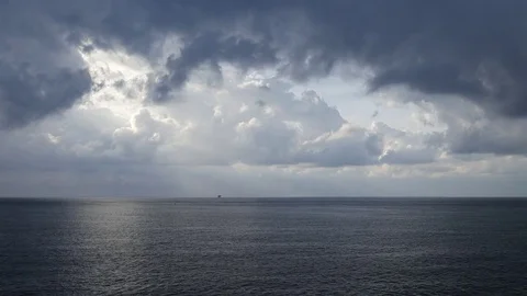 Stormy clouds over dark ocean ready for raining Free Stock Footage 72986189