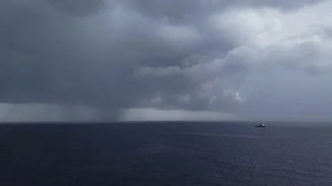 Stormy clouds over dark ocean Stock Footage 130483507