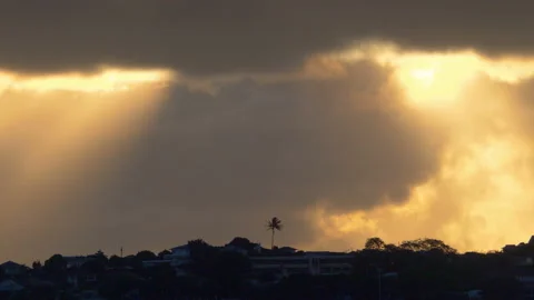 Stormy clouds over the hill in time lapse video in 4k Stock Footage 139012391