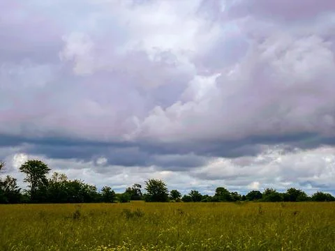 Stormy cloudy Field View  Stock Photos