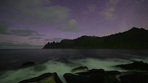 Stormy coast with a starry sky Stock Footage 250296351
