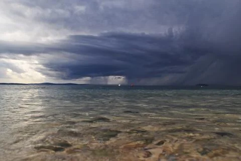 Stormy Coast with waves on the Island of Croatia/ Dalmatia Stock Photos