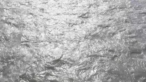 Stormy current in the river with sunny highlights Stock Footage 334856299