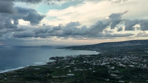 Stormy Cyprus sunset sky captured by drone Stock Footage 262156447