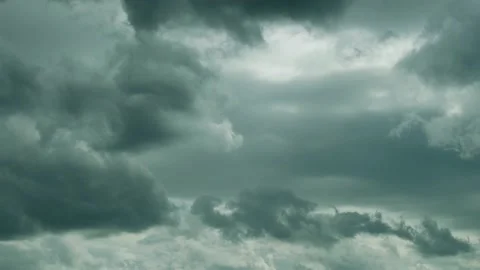 Stormy Dark Gray Sky Clouds in Rays of Sun on Summer Day, Time Lapse. Cloudy Wea Stock Footage 174796560