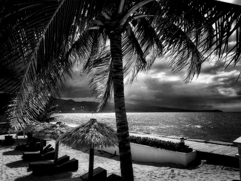 Stormy Day on a Caribbean Beach Stock Photos