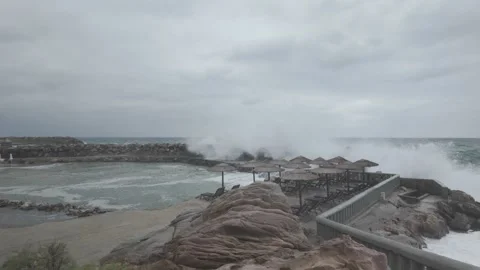 Stormy Mediterranean Sea – Panormos Beach, Crete – 4K Stock Video Stock Footage 308856853