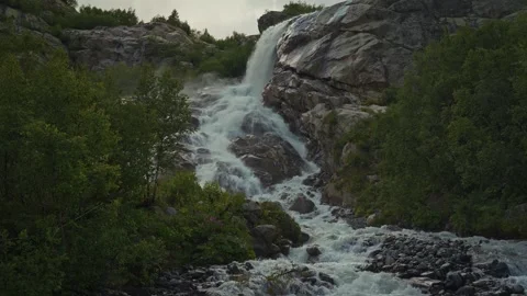 Stormy mountain river among forest Video stock 304322161