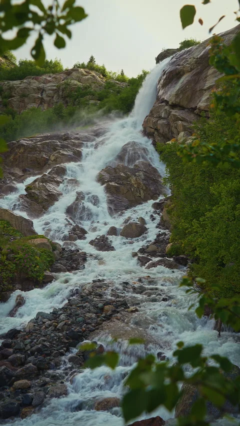Stormy mountain river among forest Video stock 304322516