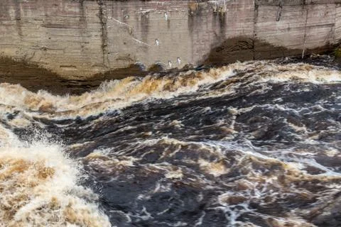 Stormy mountain river with large waves Foto stock