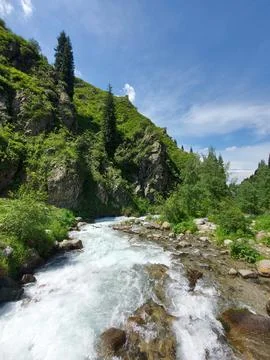Stormy mountain river Stock Photos