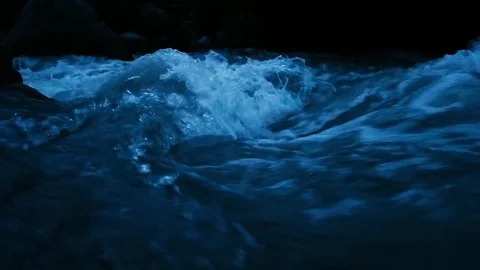 A stormy mountain river with a strong current. night Stock Footage 76152211