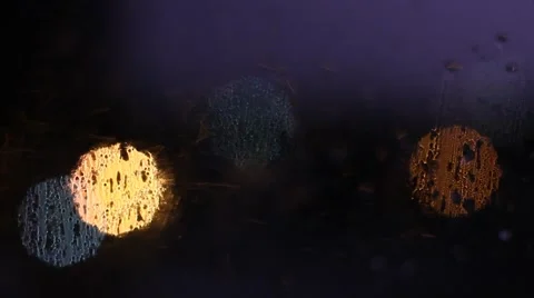 Stormy Night Window Bokeh Stock Footage 50913476