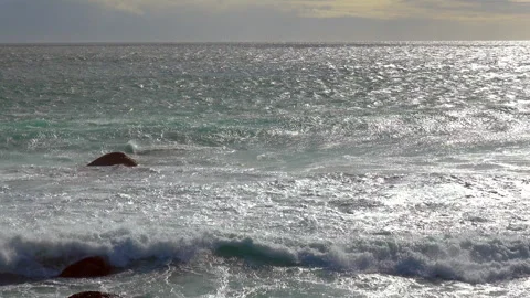 Stormy ocean beach Stock Footage 322733646