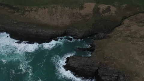 Stormy ocean waves Irish Cliffs in southern Ireland 4K Stock Footage 233539818