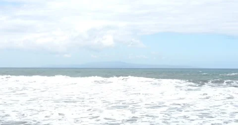 Stormy Ocean Waves on an Overcast Day, Slow Motion. Mountain view. Stock Footage 279865286