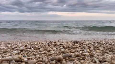 Stormy Ocean Waves Rolling Onto Rocky Shoreline Stock Footage 334985800