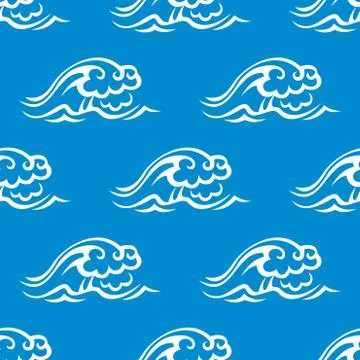Stormy ocean waves seamless pattern Stock Illustration