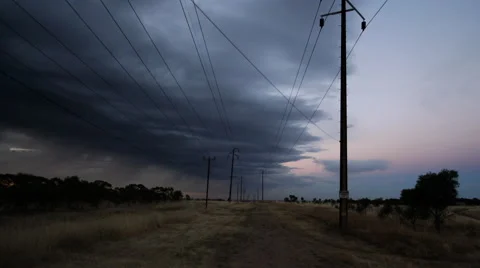 Stormy Powerlines Timelapse Stock Footage 58669206