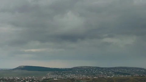 Stormy rain clouds over city, time lapse Video stock 81373839