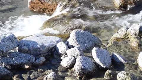 Stormy river flows in the Khibiny mountains Stock Footage 143061041