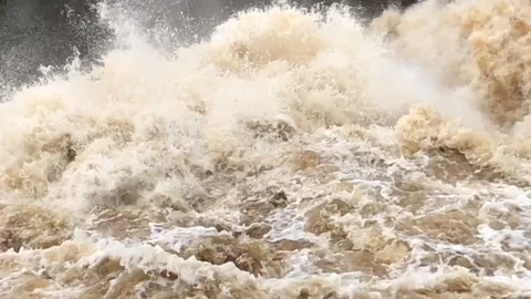 Stormy river, slow motion video Stock Footage 89768608