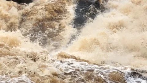 Stormy river, slow motion video Stock Footage 89768899