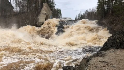 Stormy river, slow motion video Stock Footage 89768974
