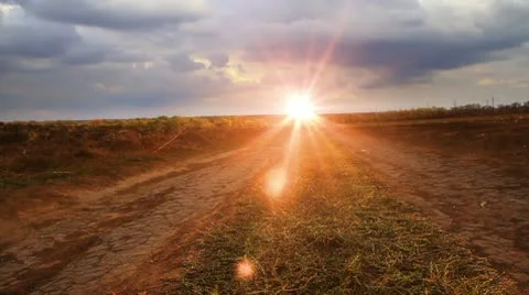 Stormy road in the sun. Stock Footage 9318610