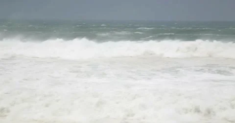Stormy Rough Sea beach Before Thunder Typhoon Goni, known in the Philippines as 動画素材 334647028