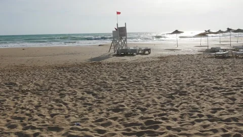 Stormy sea, bathing prohibited. Stock Footage 136889376
