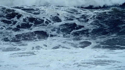 Stormy sea big waves effect of climate change and global warming typhoon Video stock 109516268