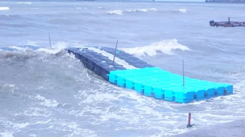 Stormy sea in the city, Ukraine Stock Footage