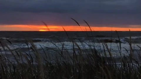 Stormy sea on a cold sunset Stock Footage 252151927