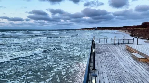 Stormy Sea with Powerful Waves Stock Footage 305980373