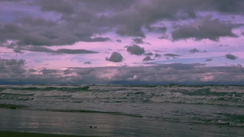 Stormy sea at sunset Video stock 101846252