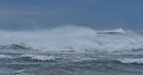 Stormy seas big waves and rough ocean from bad weather  Video stock 64329098