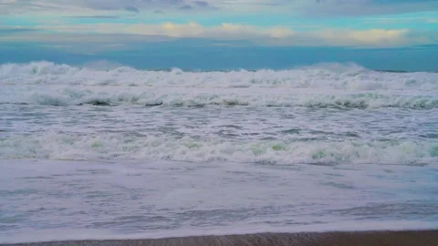 Stormy seas creating large stormy coastal scene Stock Footage 155214772