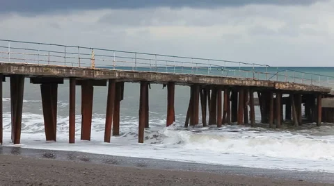 Stormy seaside in winter Stock Footage 50900736