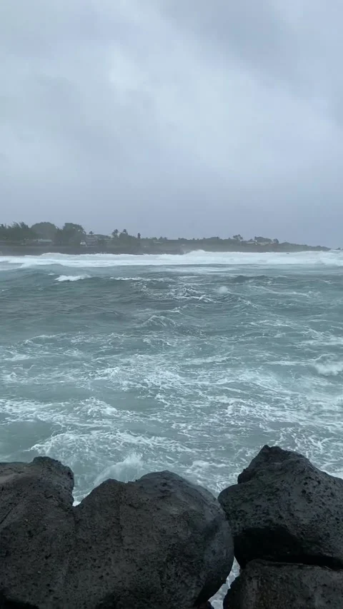 Stormy shore in Easter Island Stock Footage 342836164