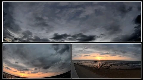 Stormy sky and clouds, sunset of a sun before a gale at the seaside Stock-Footage 42612862