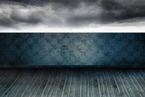Stormy sky beyond balcony イラスト素材