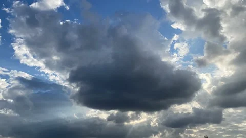 Stormy sky with dramatic clouds from an approaching thunderstorm at sunset Stock Footage 213013030
