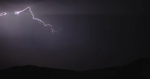 Stormy sky with lightning flashing and thunder. Night thunderstorm clouds. Stock Footage 123367574